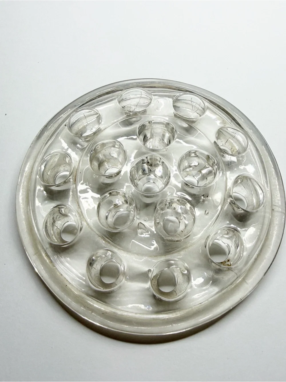 Vintage 16 Hole Domed Glass Flower Frog